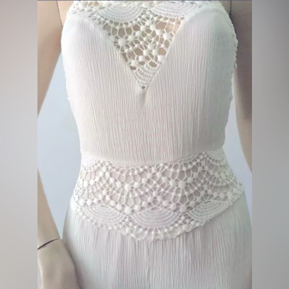 Double Zero Pants - Double Zero Gauzy Bohemian Lacy Crochet Lightweight Dressy Pantsuit Romper